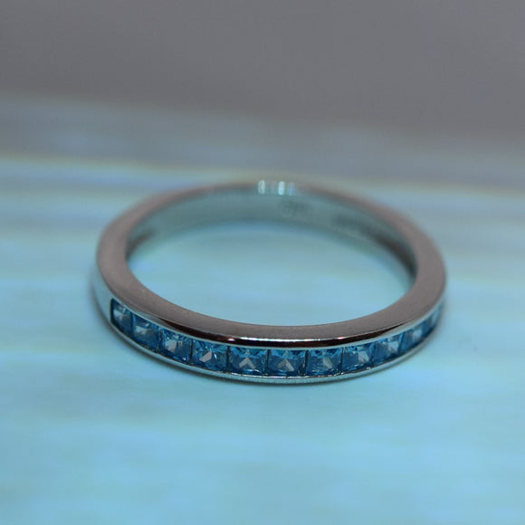 925 Sterling Silver Ring Aquamarine Cubic Zirconia https://lightningjewelry.com