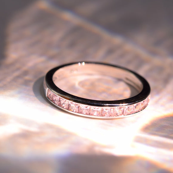 925 Sterling Silver Ring Pink Cubic Zirconia https://lightningjewelry.com