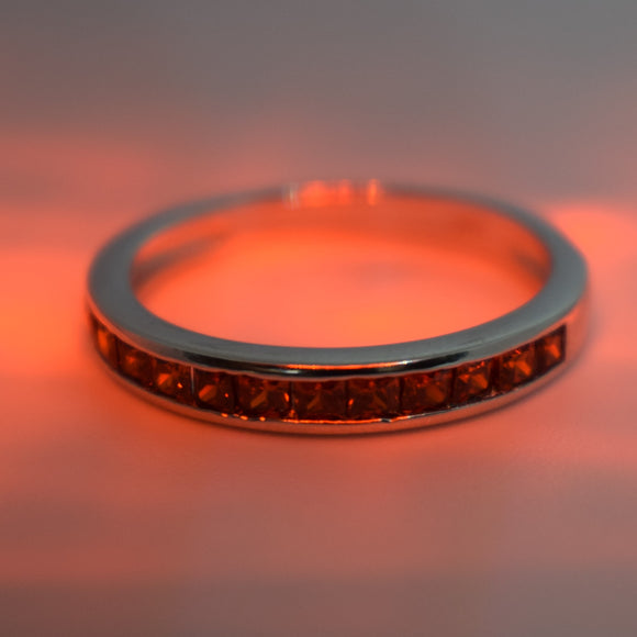 925 Sterling Silver Ring Red Garnet Cubic Zirconia https://lightningjewelry.com