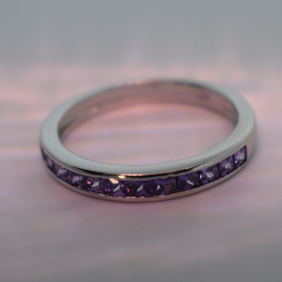 925 Sterling Silver Ring Purple Amethyst Cubic Zirconia https://lightningjewelry.com