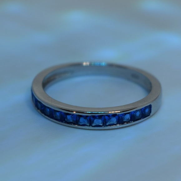 925 Sterling Silver Ring Blue Sapphire Cubic Zirconia https://lightningjewelry.com